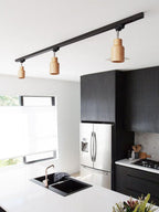Wood track ceiling lamp shown in an ashwood finish
