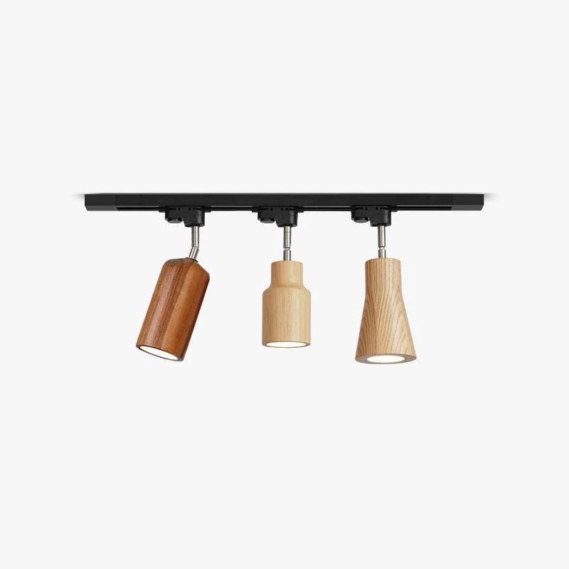 Wood track ceiling lamp shown against a plain ceiling