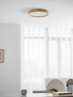 Loftlampe, naturligt gummitræ, slank indbygget montering, integreret LED