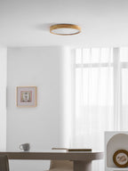 Loftlampe, naturligt gummitræ, slank indbygget montering, integreret LED