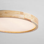 Loftlampe, naturligt gummitræ, slank indbygget montering, integreret LED