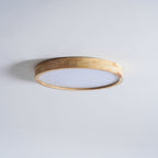 Loftlampe, naturligt gummitræ, slank indbygget montering, integreret LED