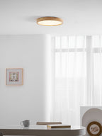 Loftlampe, naturligt gummitræ, slank indbygget montering, integreret LED