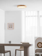 Loftlampe, naturligt gummitræ, slank indbygget montering, integreret LED