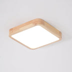 Loftlampe, naturligt gummitræ, slank indbygget montering, integreret LED