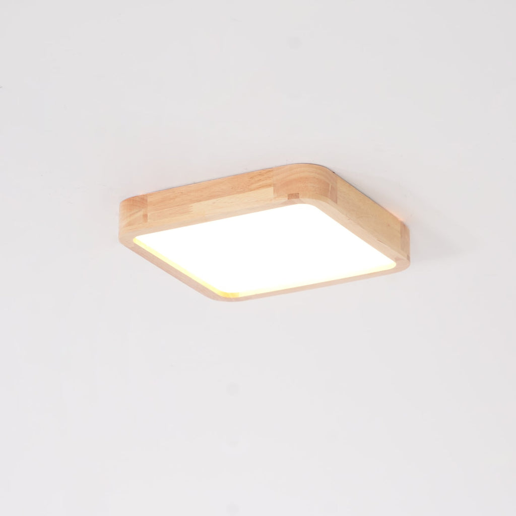 Loftlampe, naturligt gummitræ, slank indbygget montering, integreret LED