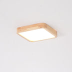 Loftlampe, naturligt gummitræ, slank indbygget montering, integreret LED