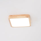 Loftlampe, naturligt gummitræ, slank indbygget montering, integreret LED