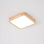 Loftlampe, naturligt gummitræ, slank indbygget montering, integreret LED