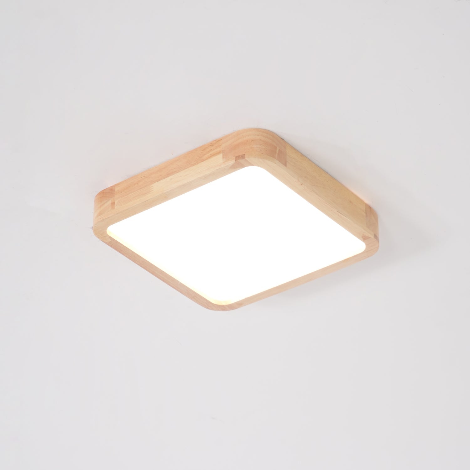 Loftlampe, naturligt gummitræ, slank indbygget montering, integreret LED