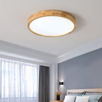 Loftlampe, naturligt gummitræ, slank indbygget montering, integreret LED