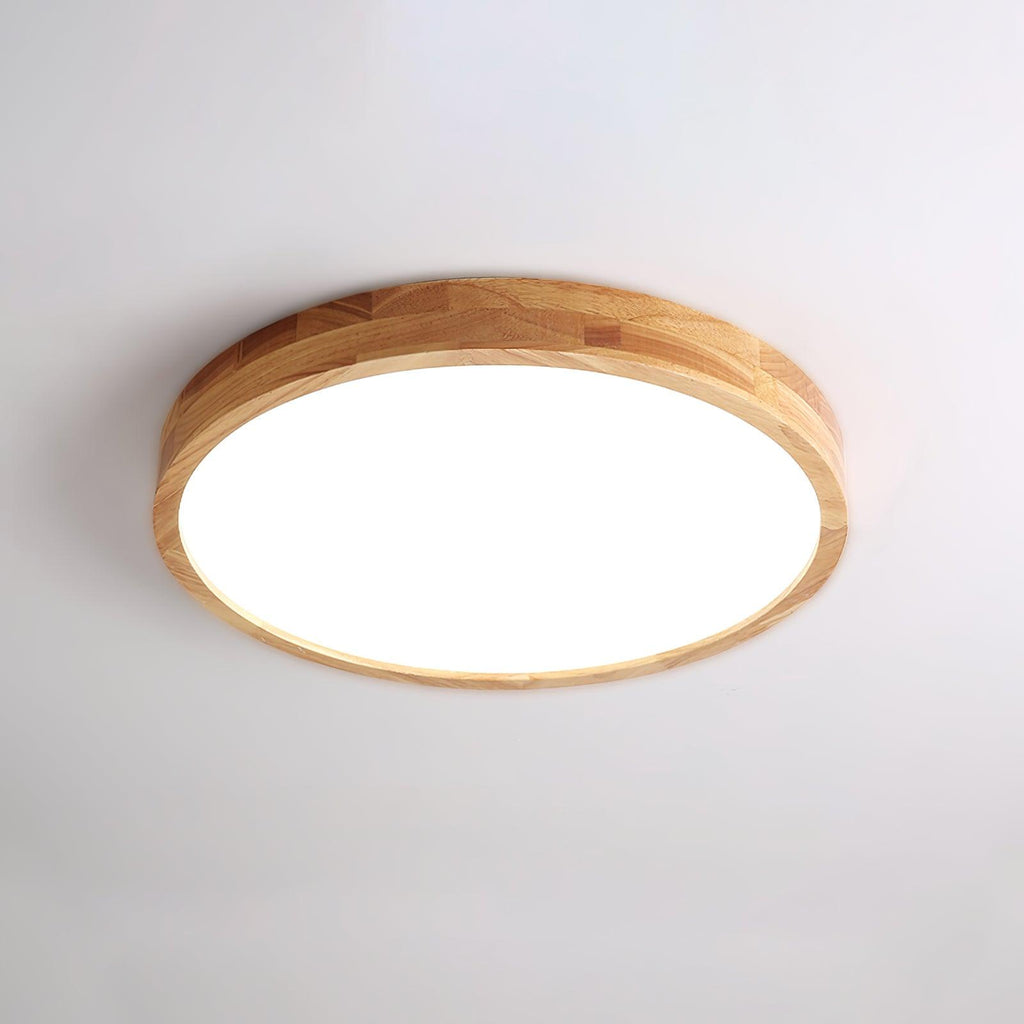 Square wooden ceiling light with soft even glow