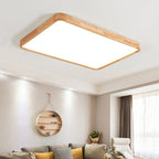 Loftlampe, naturligt gummitræ, slank indbygget montering, integreret LED