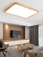 Loftlampe, naturligt gummitræ, slank indbygget montering, integreret LED