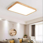 Loftlampe, naturligt gummitræ, slank indbygget montering, integreret LED