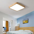 Loftlampe, naturligt gummitræ, slank indbygget montering, integreret LED