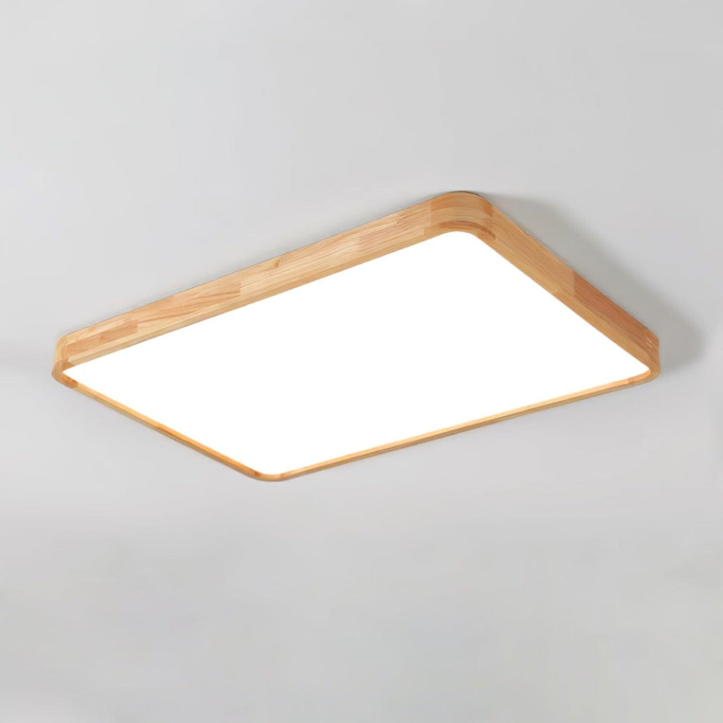 Round rubberwood ceiling light in a warm interior