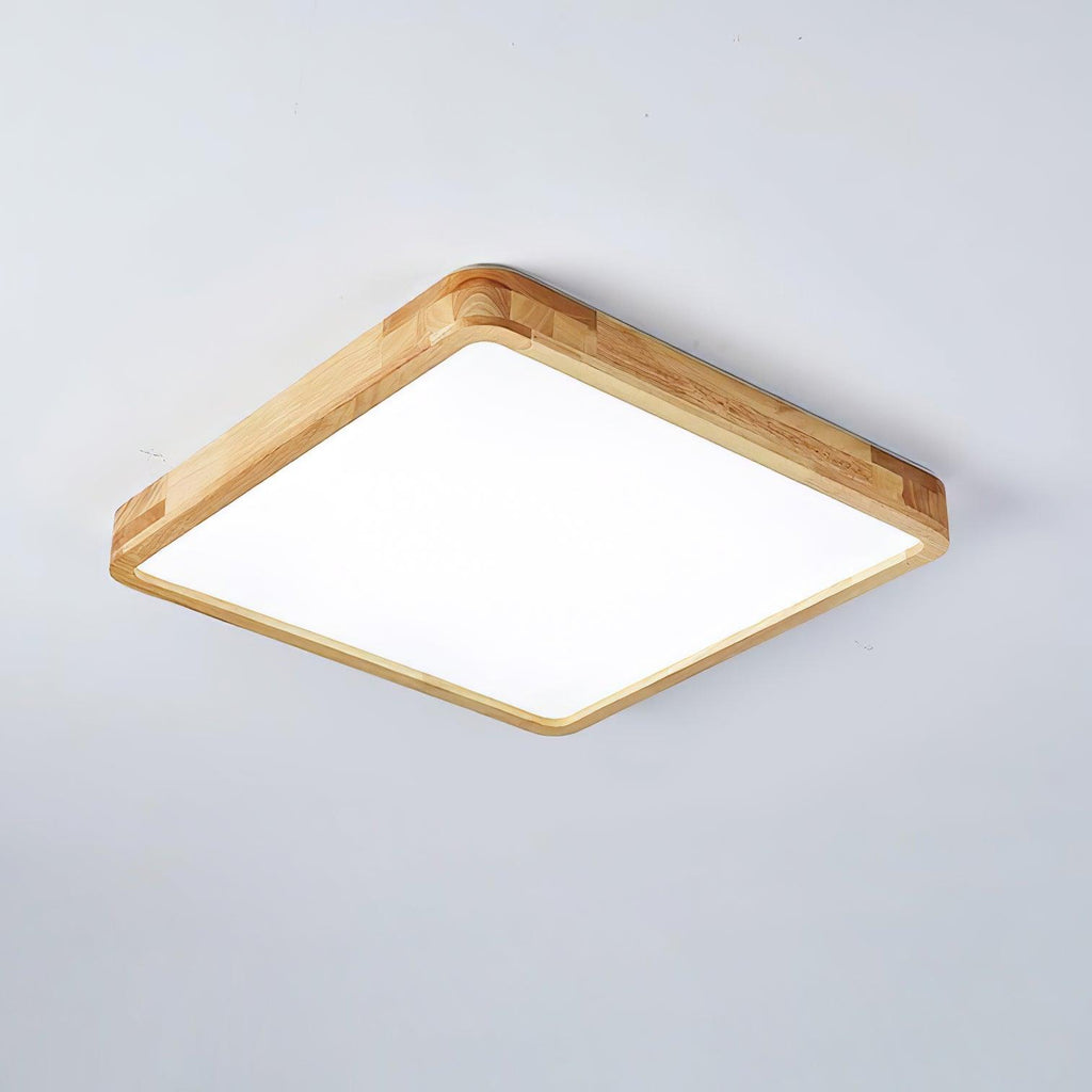Loftlampe, naturligt gummitræ, slank indbygget montering, integreret LED