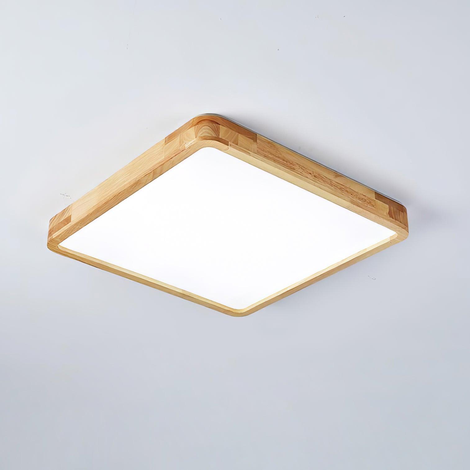 Loftlampe, naturligt gummitræ, slank indbygget montering, integreret LED