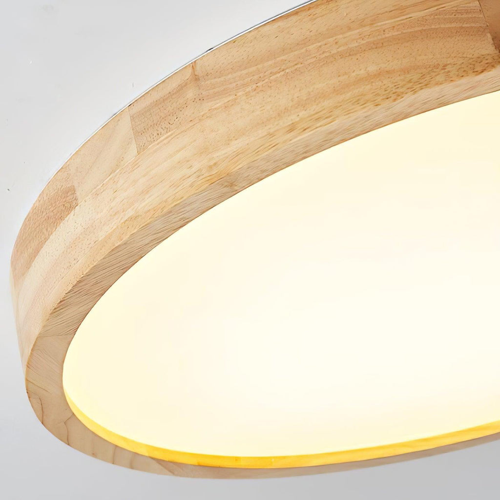 Loftlampe, naturligt gummitræ, slank indbygget montering, integreret LED