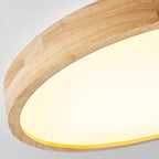 Loftlampe, naturligt gummitræ, slank indbygget montering, integreret LED