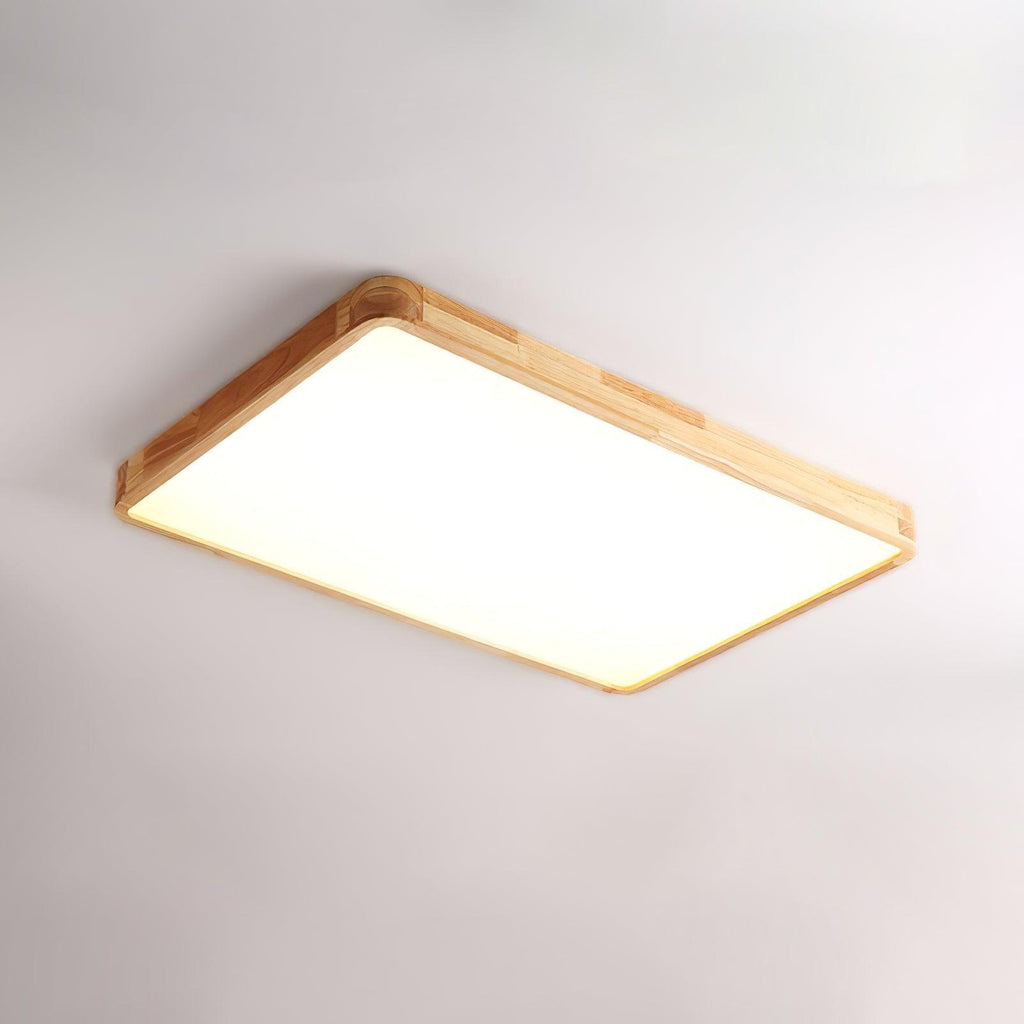 Loftlampe, naturligt gummitræ, slank indbygget montering, integreret LED