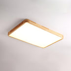 Loftlampe, naturligt gummitræ, slank indbygget montering, integreret LED