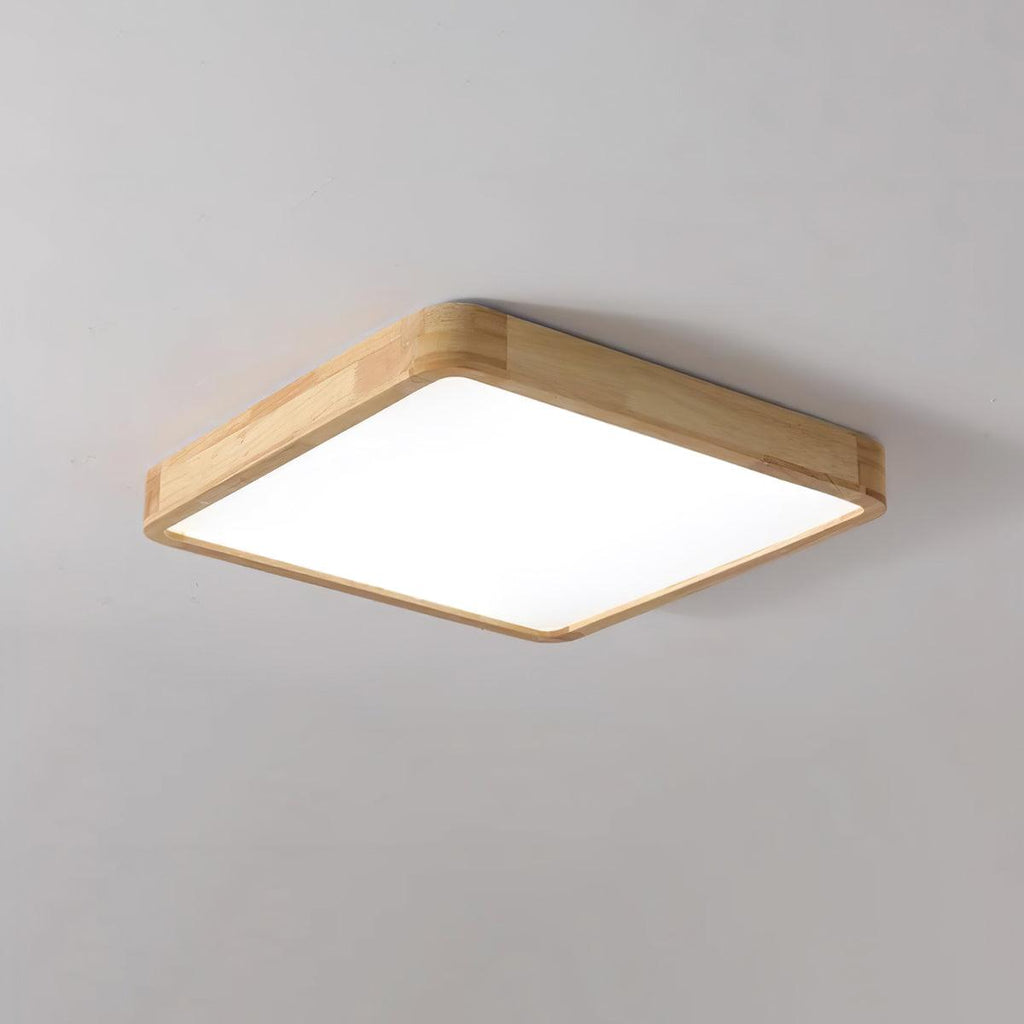 Loftlampe, naturligt gummitræ, slank indbygget montering, integreret LED