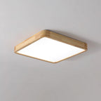 Loftlampe, naturligt gummitræ, slank indbygget montering, integreret LED