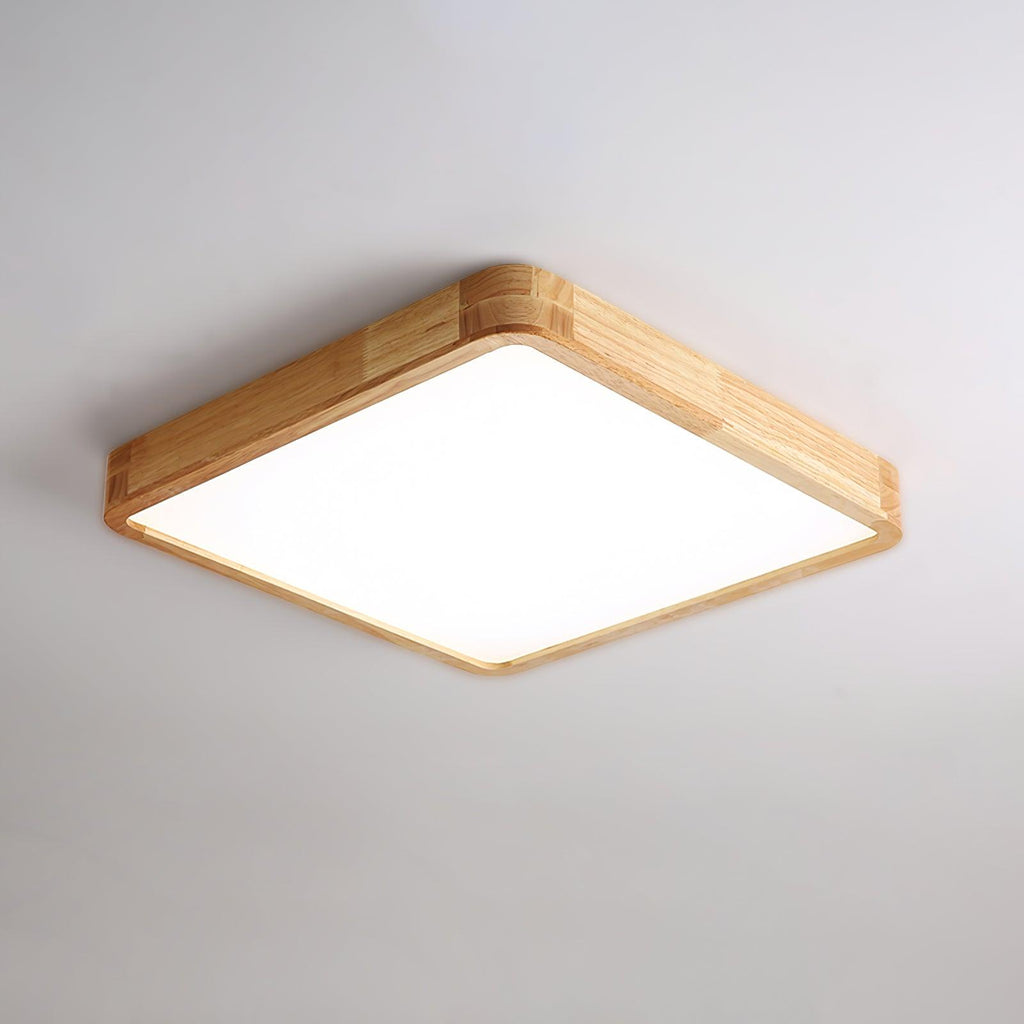Loftlampe, naturligt gummitræ, slank indbygget montering, integreret LED