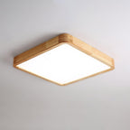 Loftlampe, naturligt gummitræ, slank indbygget montering, integreret LED