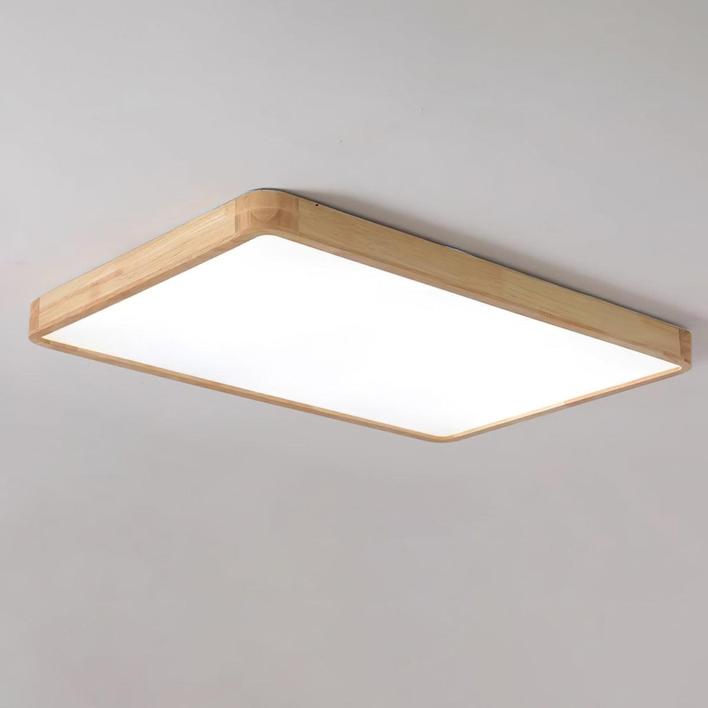 Wooden geometric ceiling light with natural grain finish