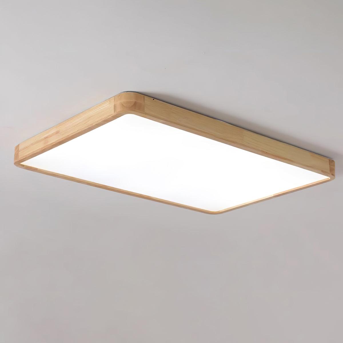 Wooden geometric ceiling light with natural grain finish