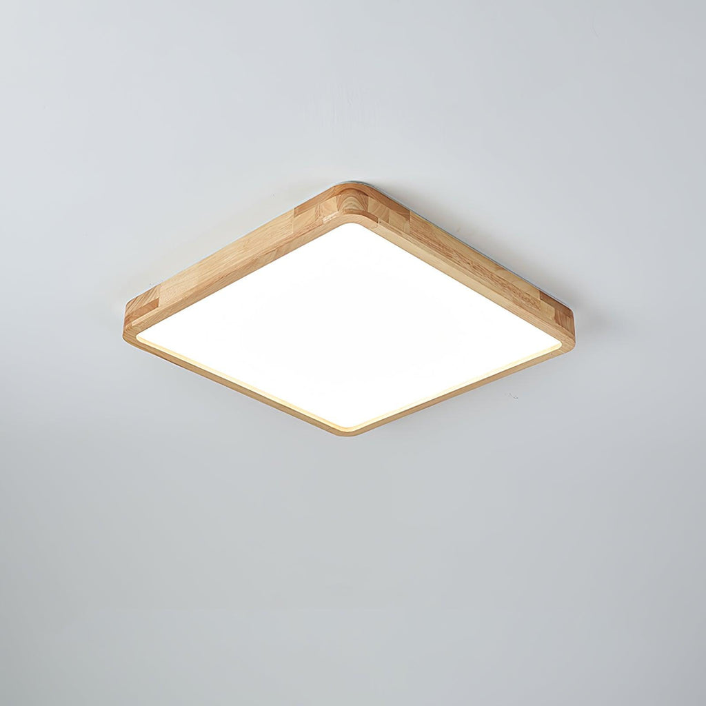 Loftlampe, naturligt gummitræ, slank indbygget montering, integreret LED