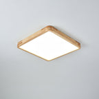 Loftlampe, naturligt gummitræ, slank indbygget montering, integreret LED