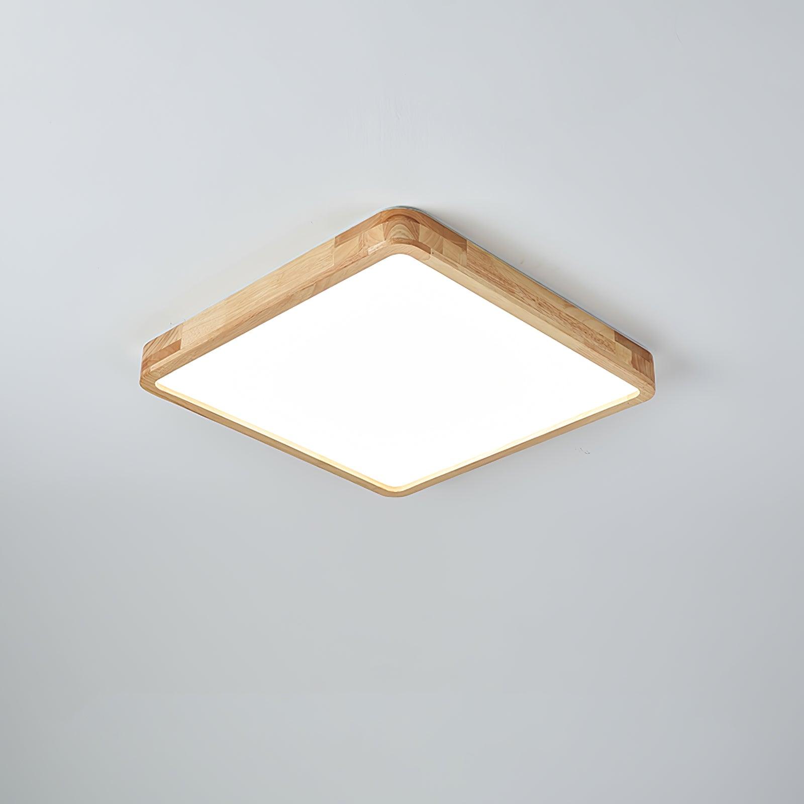 Loftlampe, naturligt gummitræ, slank indbygget montering, integreret LED
