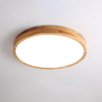 Loftlampe, naturligt gummitræ, slank indbygget montering, integreret LED