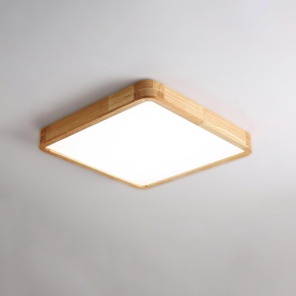 Loftlampe, naturligt gummitræ, slank indbygget montering, integreret LED