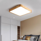 Round rubberwood ceiling light in a bright interior
