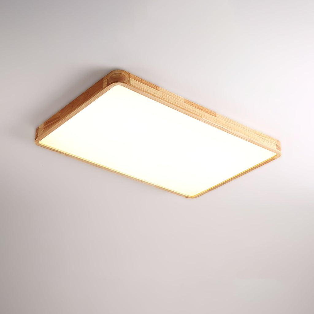 Loftlampe, naturligt gummitræ, slank indbygget montering, integreret LED