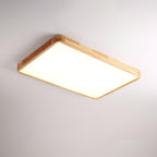 Loftlampe, naturligt gummitræ, slank indbygget montering, integreret LED