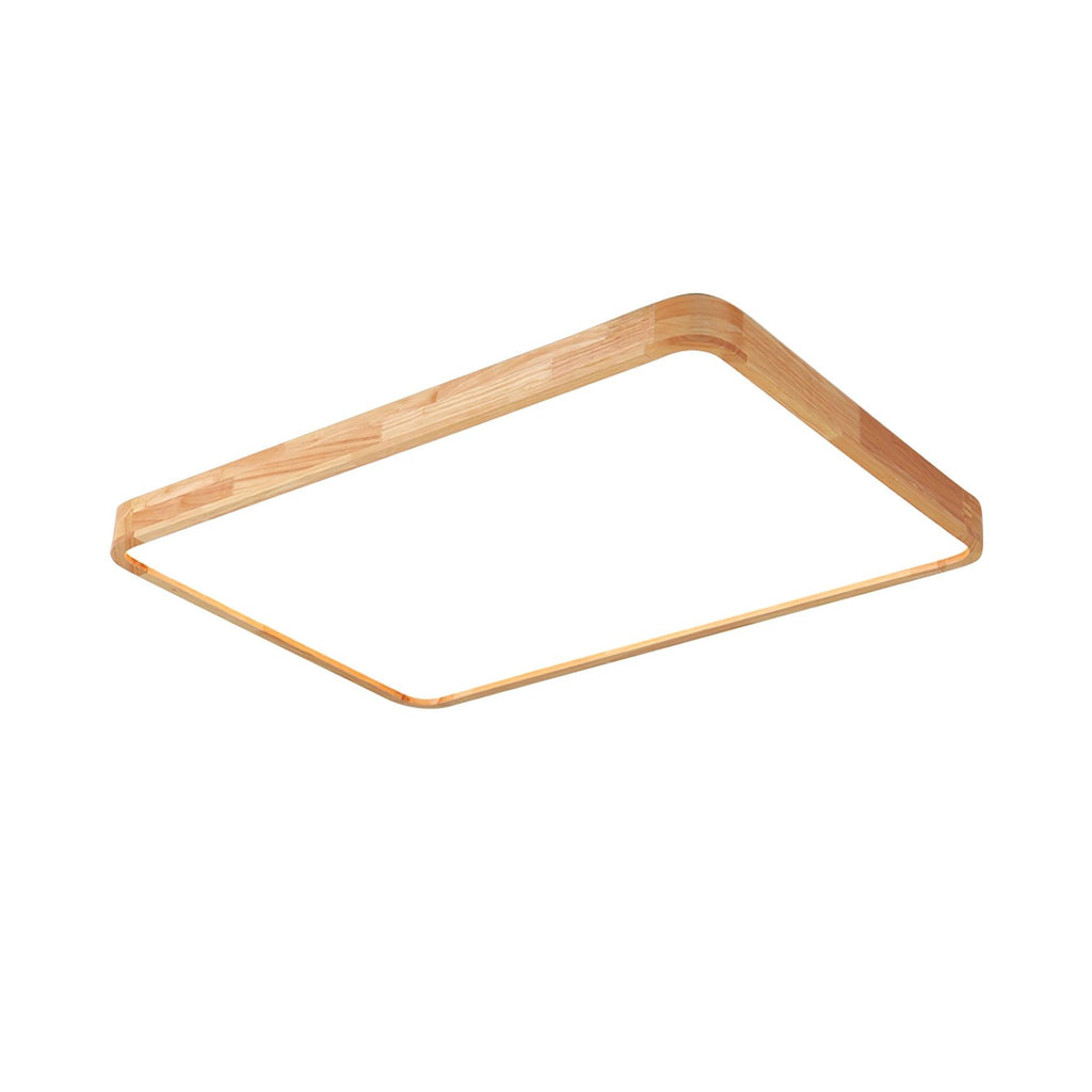 Loftlampe, naturligt gummitræ, slank indbygget montering, integreret LED