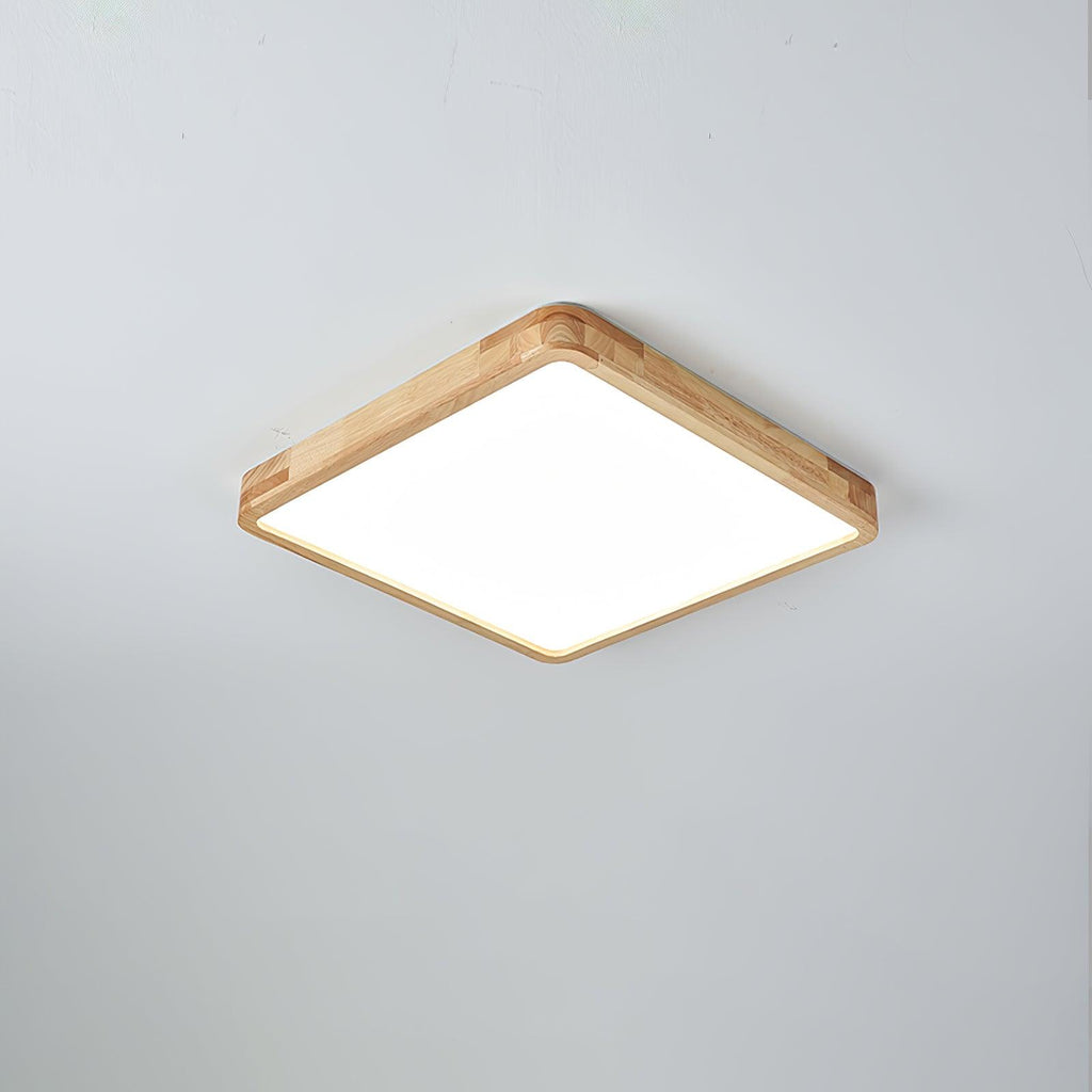 Loftlampe, naturligt gummitræ, slank indbygget montering, integreret LED