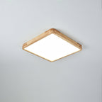 Loftlampe, naturligt gummitræ, slank indbygget montering, integreret LED