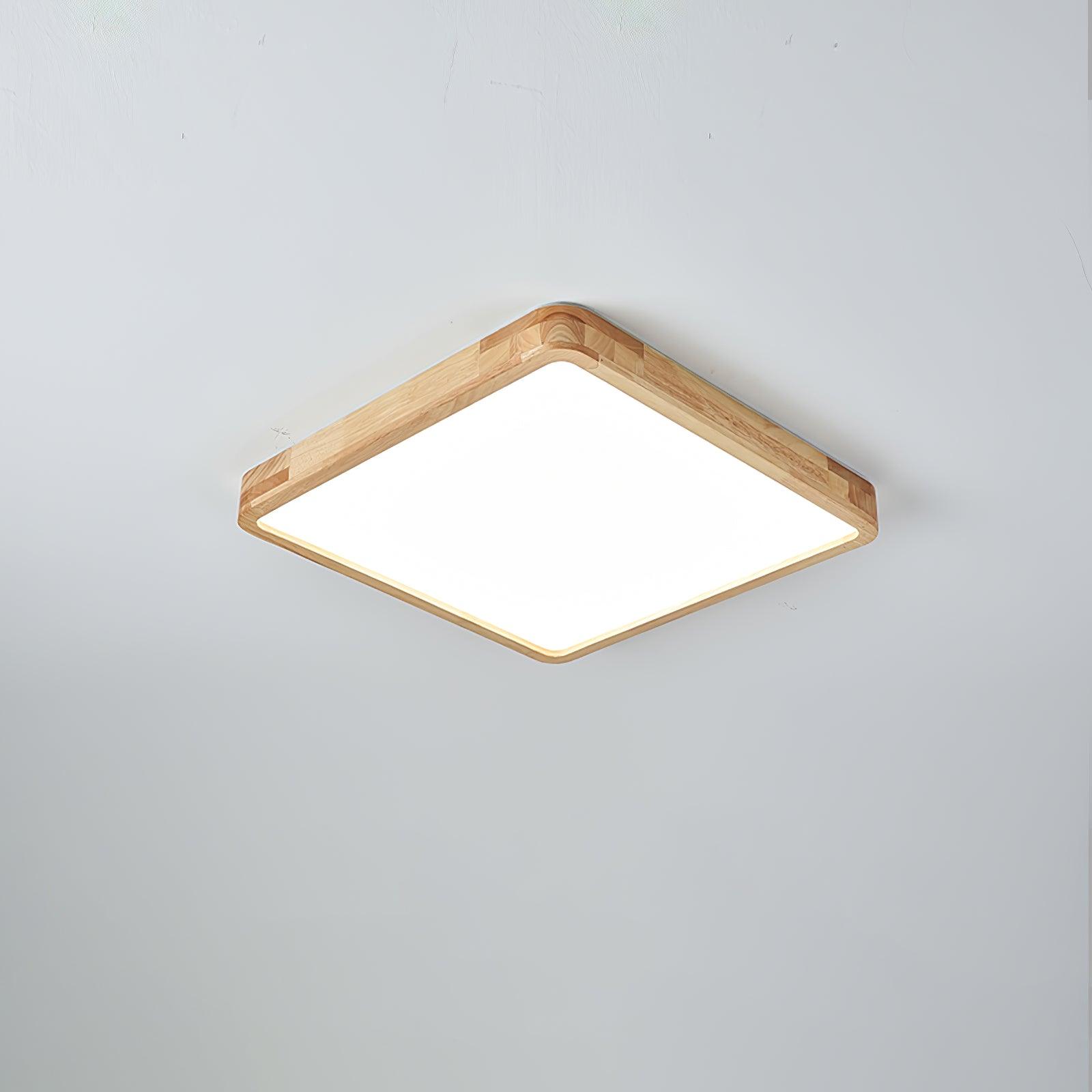 Loftlampe, naturligt gummitræ, slank indbygget montering, integreret LED