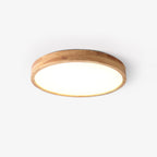 Loftlampe, naturligt gummitræ, slank indbygget montering, integreret LED