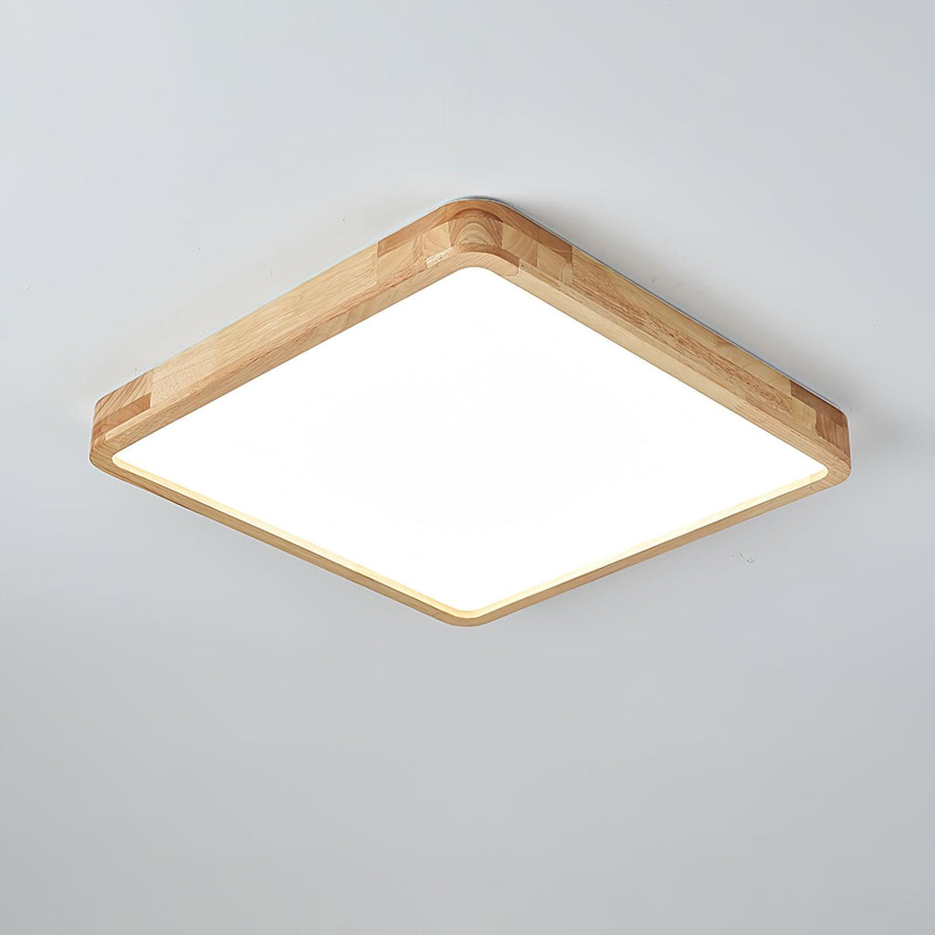 Slim wooden ceiling light with white acrylic diffuser