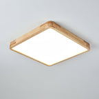 Slim wooden ceiling light with white acrylic diffuser