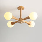 Against a soft grey-beige gradient backdrop, this Clérachic chandelier is shown unlit at a gentle angle, its pale wood arms fanning outward.