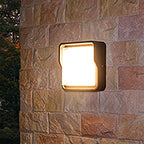 Arandela Exterior Quadrada em Alumínio Preto, LED Branco Quente 12W